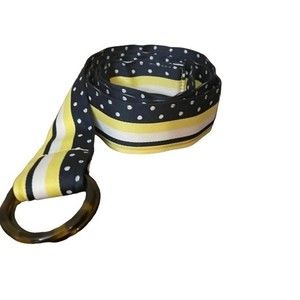 J. Crew yellow, white and navy striped belt with polka dots. Women’s size S/M